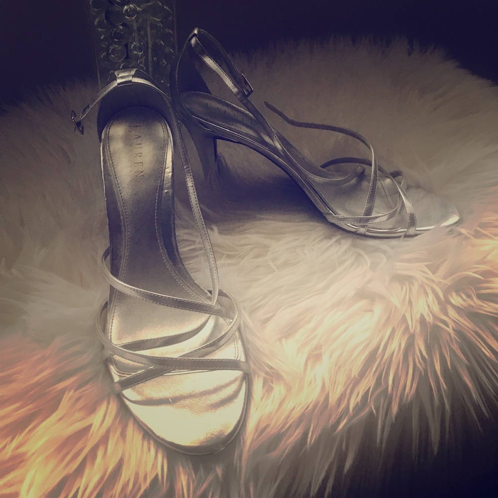 Strappy silver heels